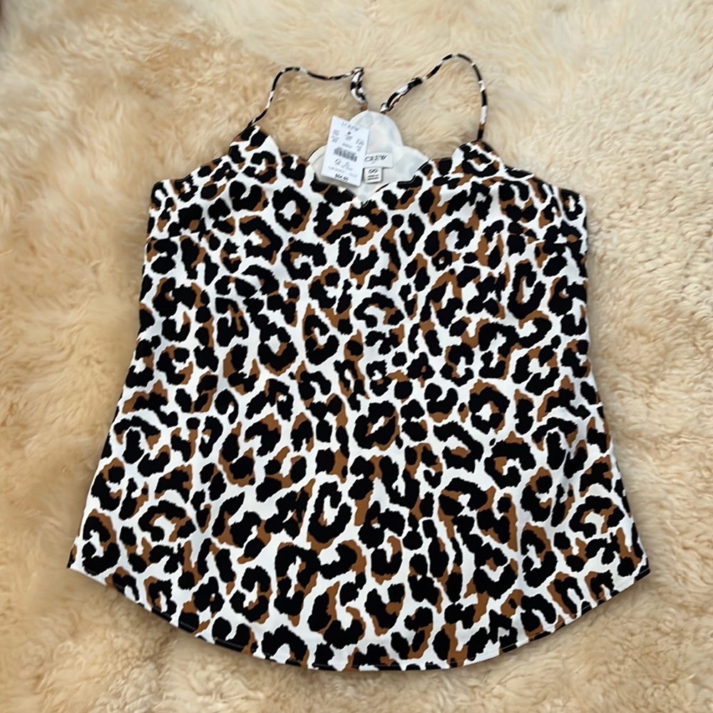 NWT - J.CREW LEOPARD SCALLOPED CAMI TANK TOP ANIMAL PRINT 00